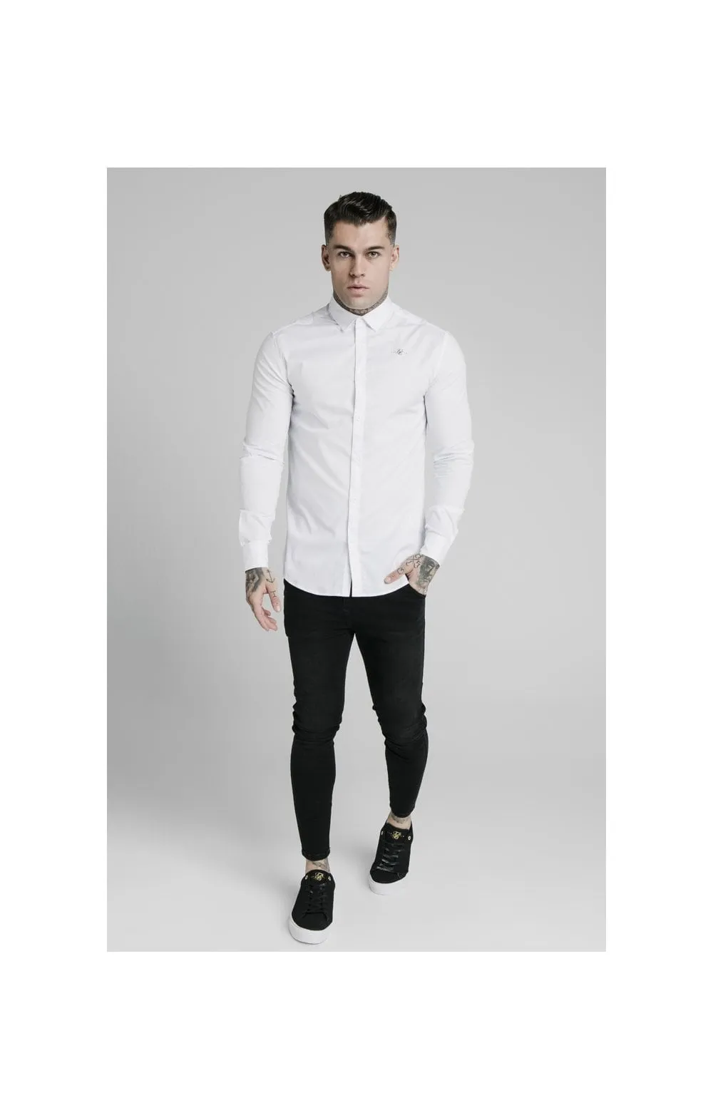 White Long Sleeve Standard Collar Shirt sold by Siksilk product image thumbnail 3