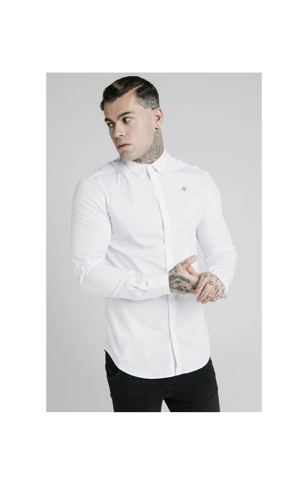 White Long Sleeve Standard Collar Shirt sold by Siksilk
