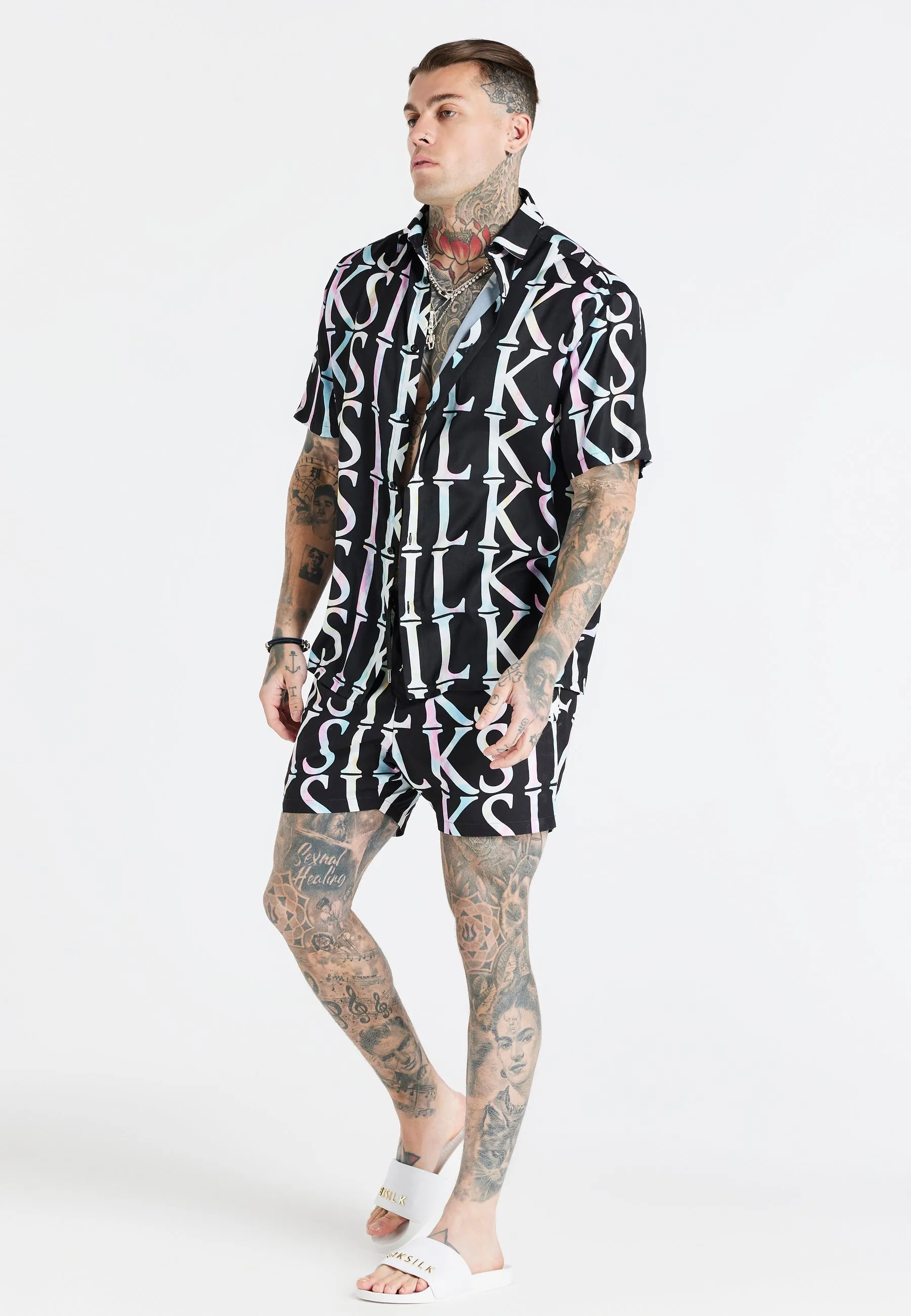 Black Repeat Print Resort Shirt sold by Siksilk product image thumbnail 4