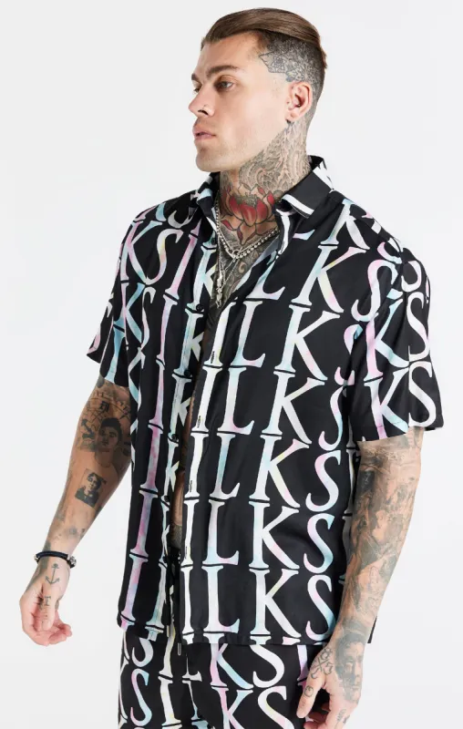Black Repeat Print Resort Shirt sold by Siksilk