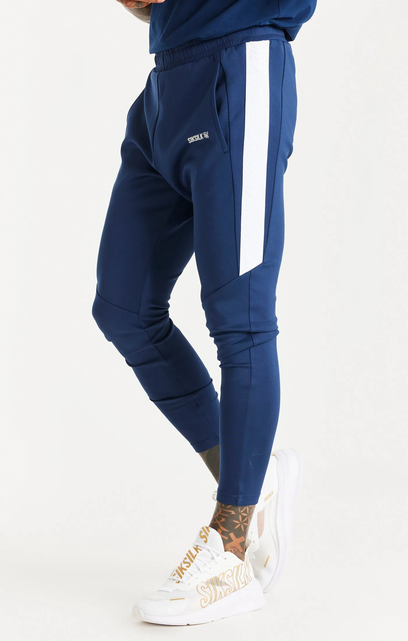 Navy Sports Tape Trackpant sold by Siksilk