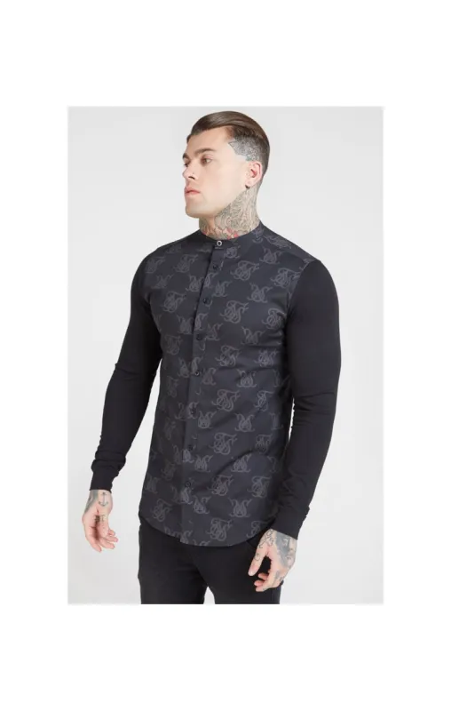SikSilk Muscle Fit Oxford Cotton Shirt - Black sold by Siksilk