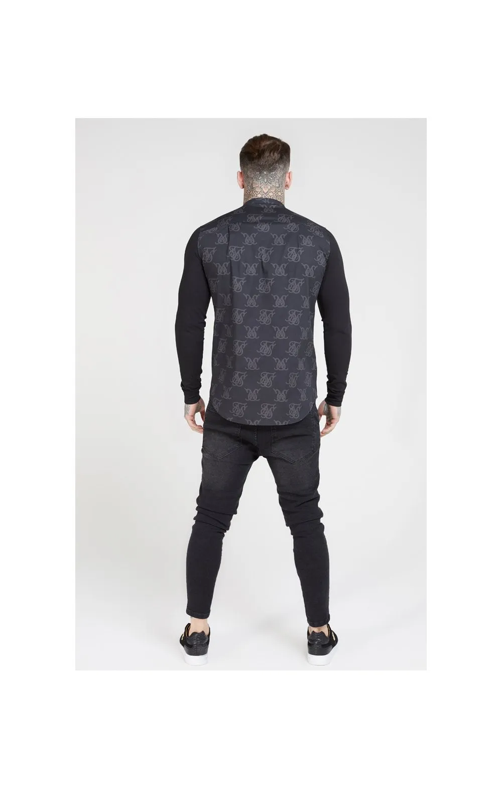 SikSilk Muscle Fit Oxford Cotton Shirt - Black sold by Siksilk product image thumbnail 5