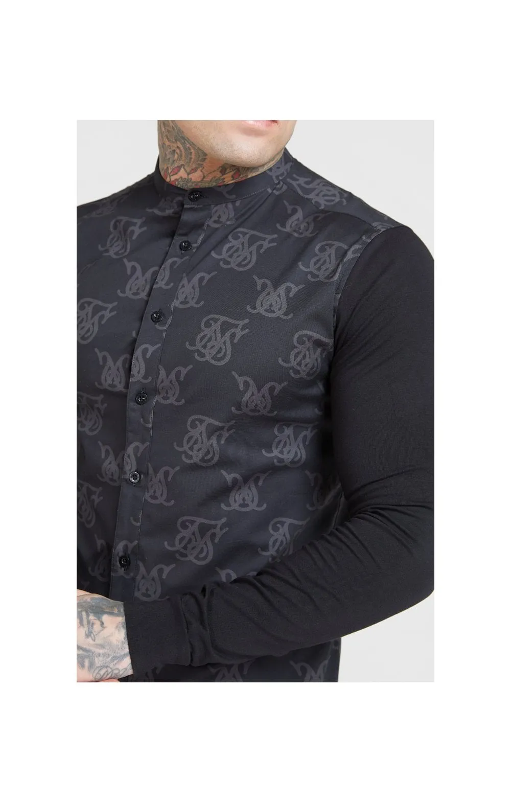 SikSilk Muscle Fit Oxford Cotton Shirt - Black sold by Siksilk product image thumbnail 2
