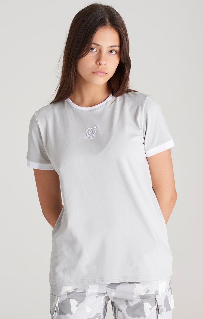 Girls Grey Ringer T-Shirt sold by Siksilk