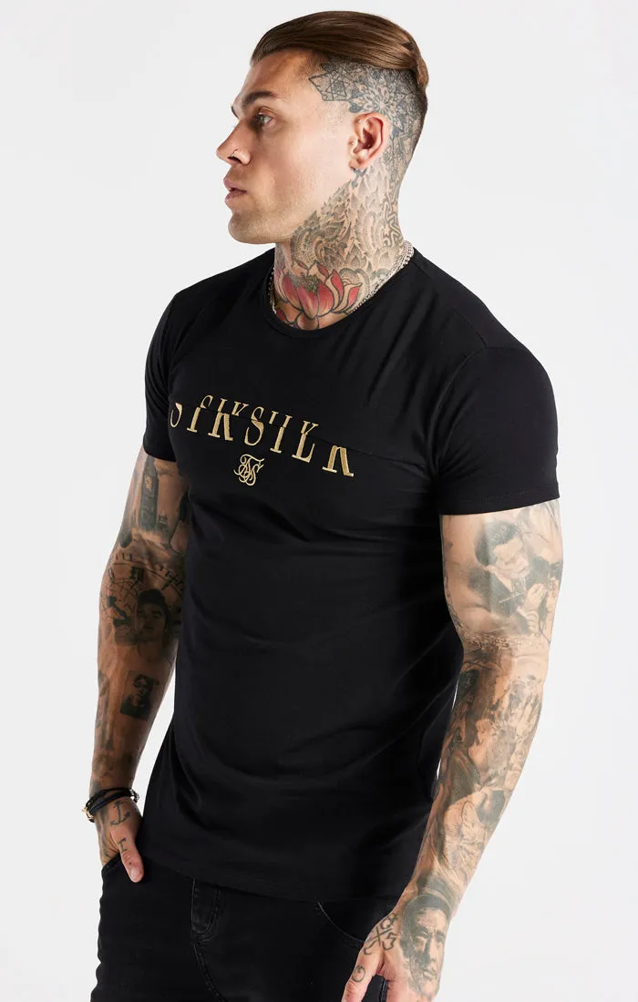 Black Gold Print Muscle Fit T-Shirt sold by Siksilk product image thumbnail 5