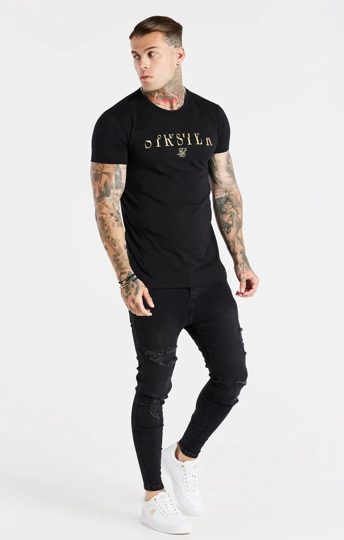 Black Gold Print Muscle Fit T-Shirt sold by Siksilk product image thumbnail 2