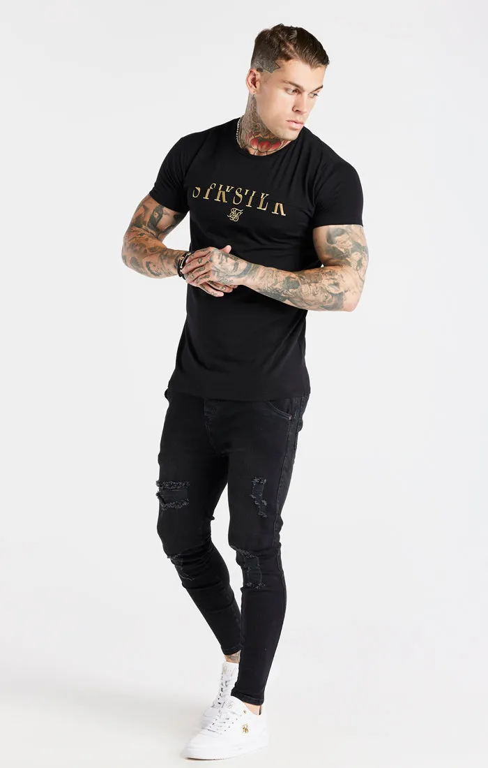 Black Gold Print Muscle Fit T-Shirt sold by Siksilk product image thumbnail 3