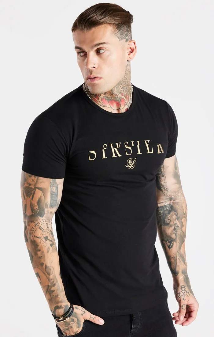 Black Gold Print Muscle Fit T-Shirt sold by Siksilk