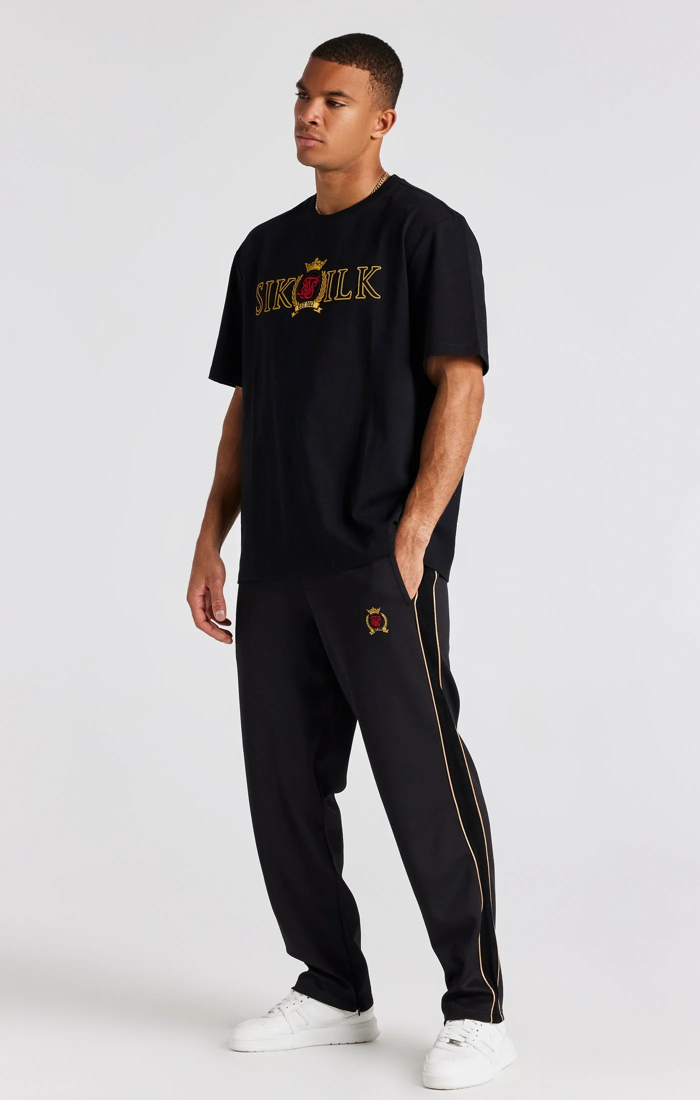 Black Crest Loose Fit Track Pant sold by Siksilk product image thumbnail 3