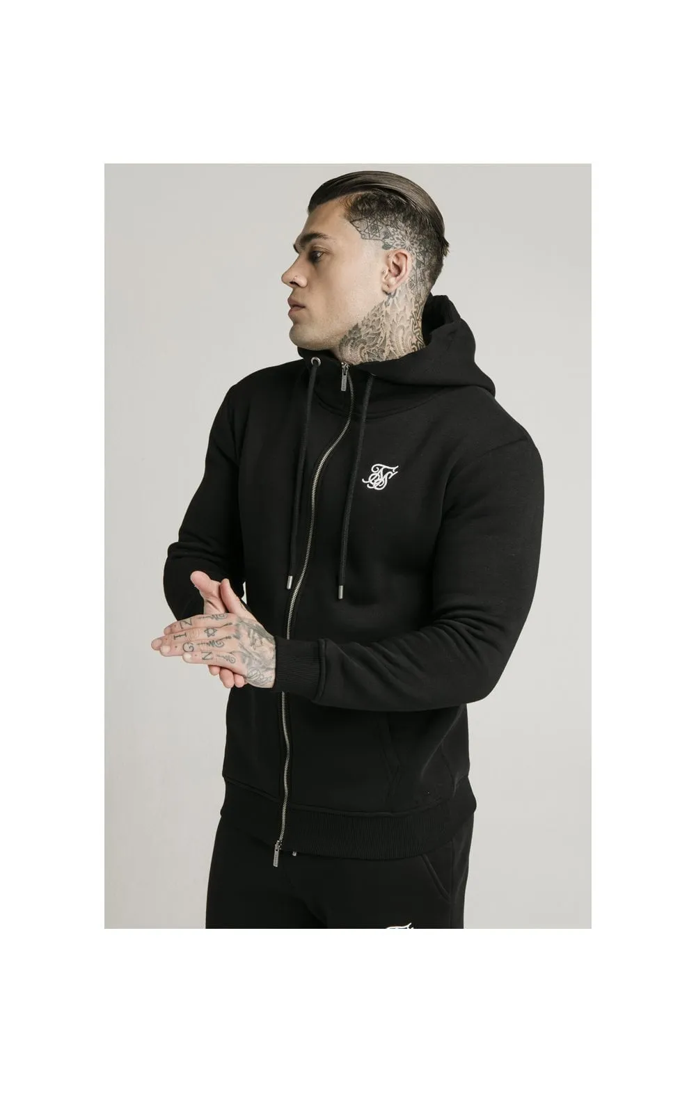 SikSilk Zip Through Funnel Neck Hoodie - Black sold by Siksilk product image thumbnail 5