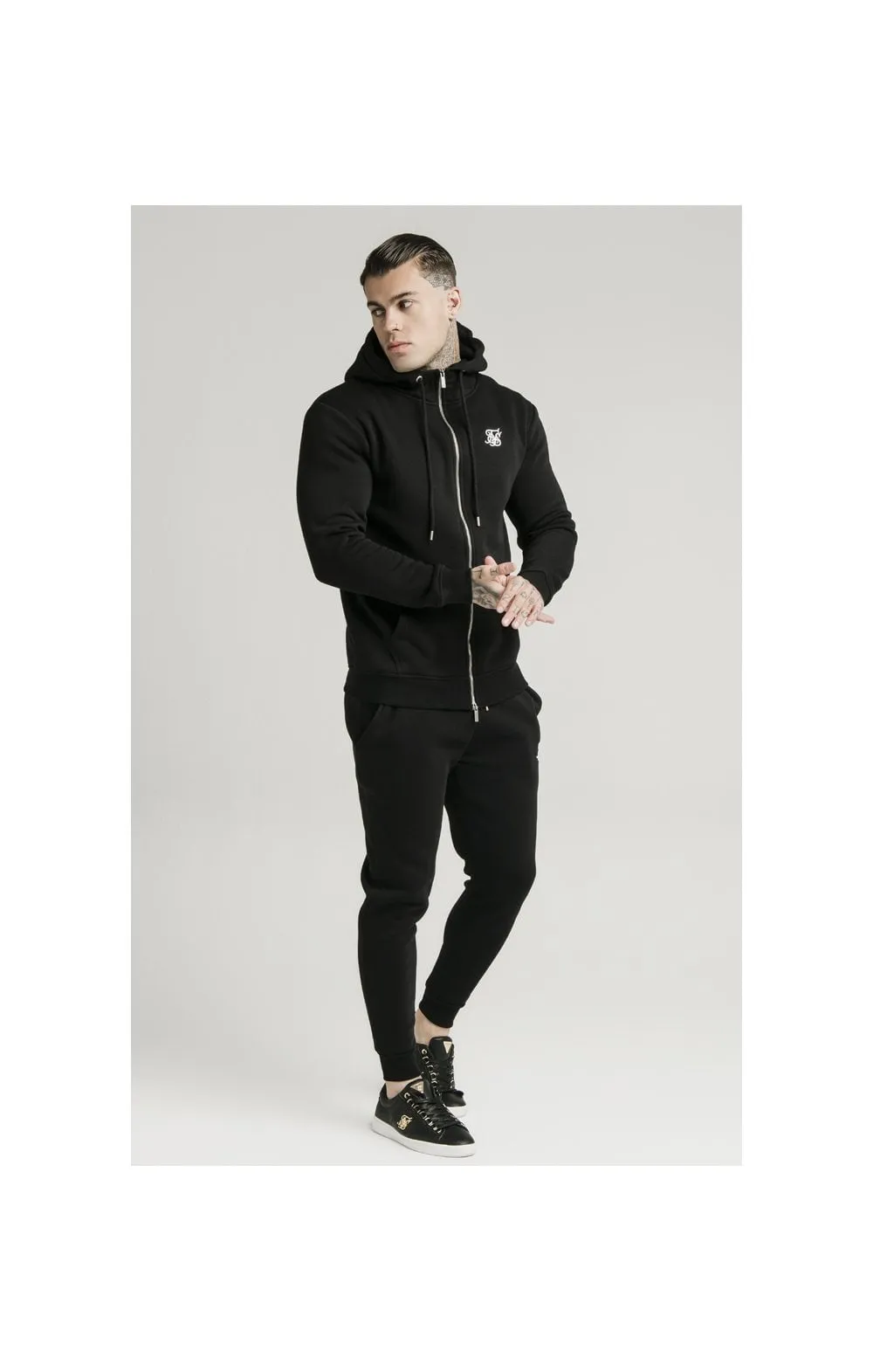 SikSilk Zip Through Funnel Neck Hoodie - Black sold by Siksilk product image thumbnail 3
