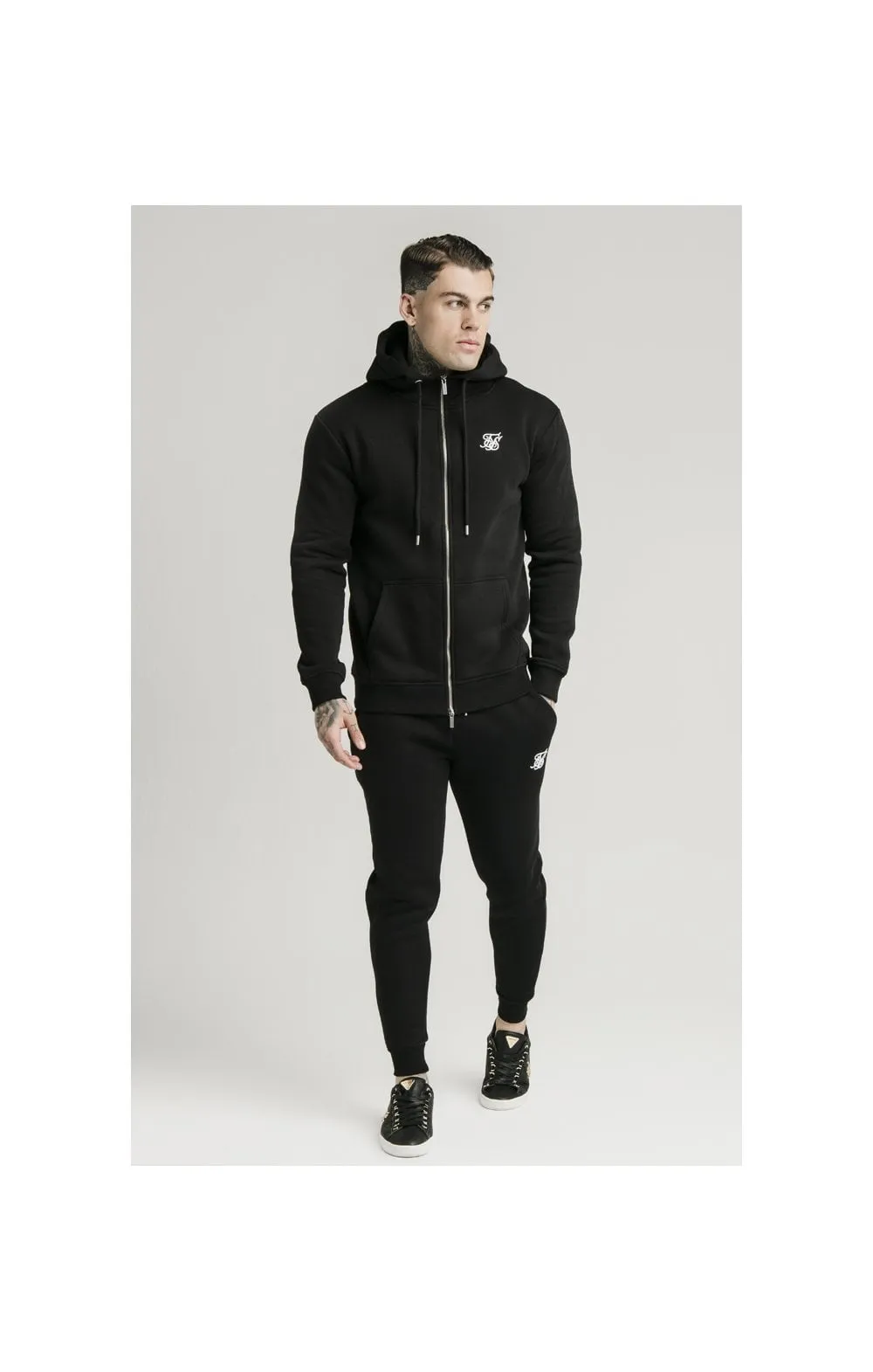 SikSilk Zip Through Funnel Neck Hoodie - Black sold by Siksilk product image thumbnail 4