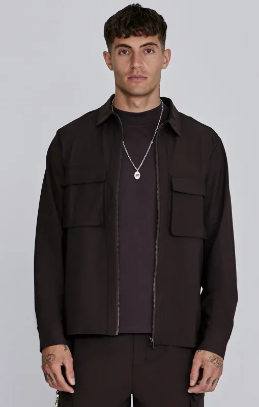 Brown Full Zip Overshirt sold by Siksilk
