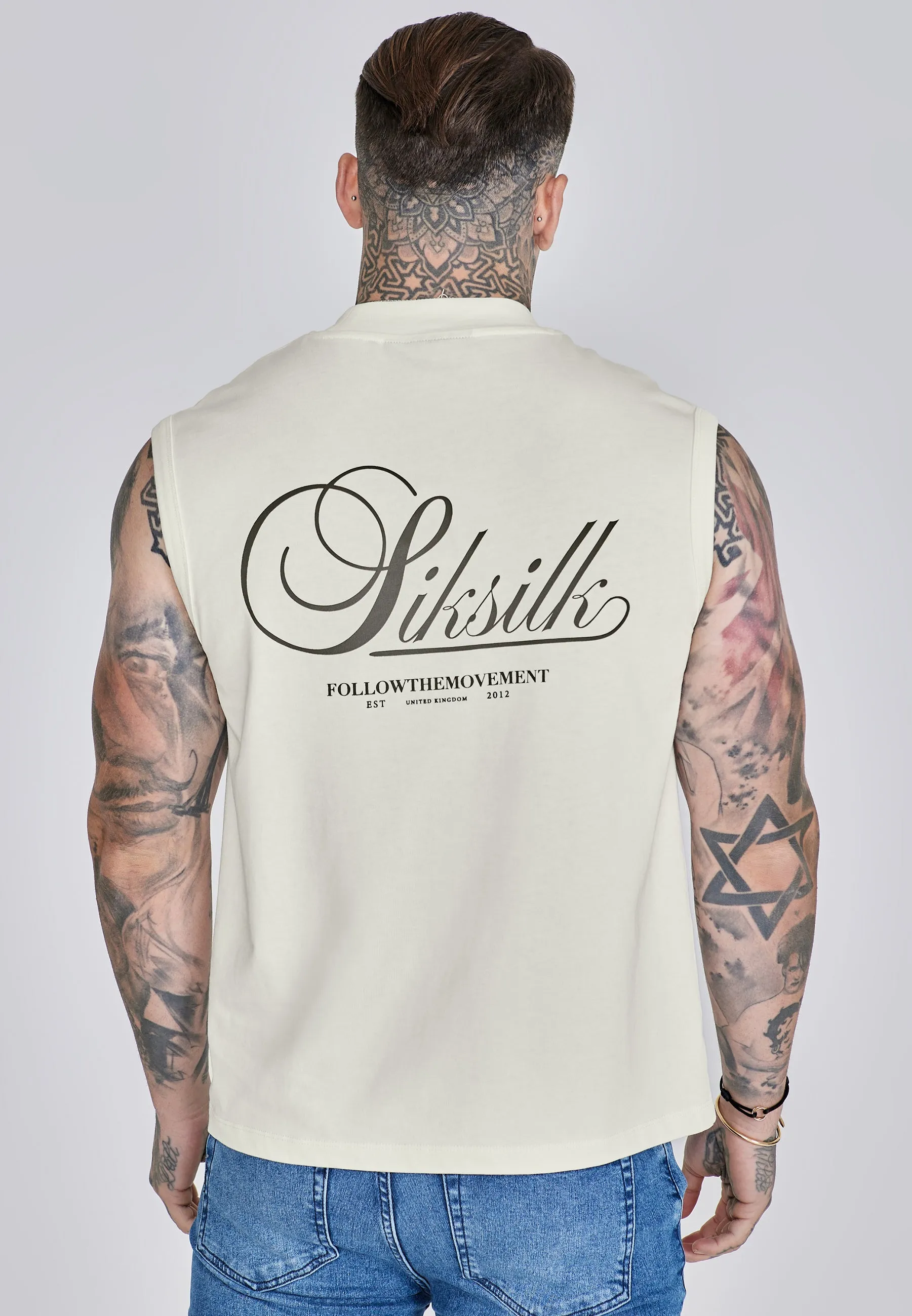 Ecru Sleeveless T-Shirt sold by Siksilk product image thumbnail 2