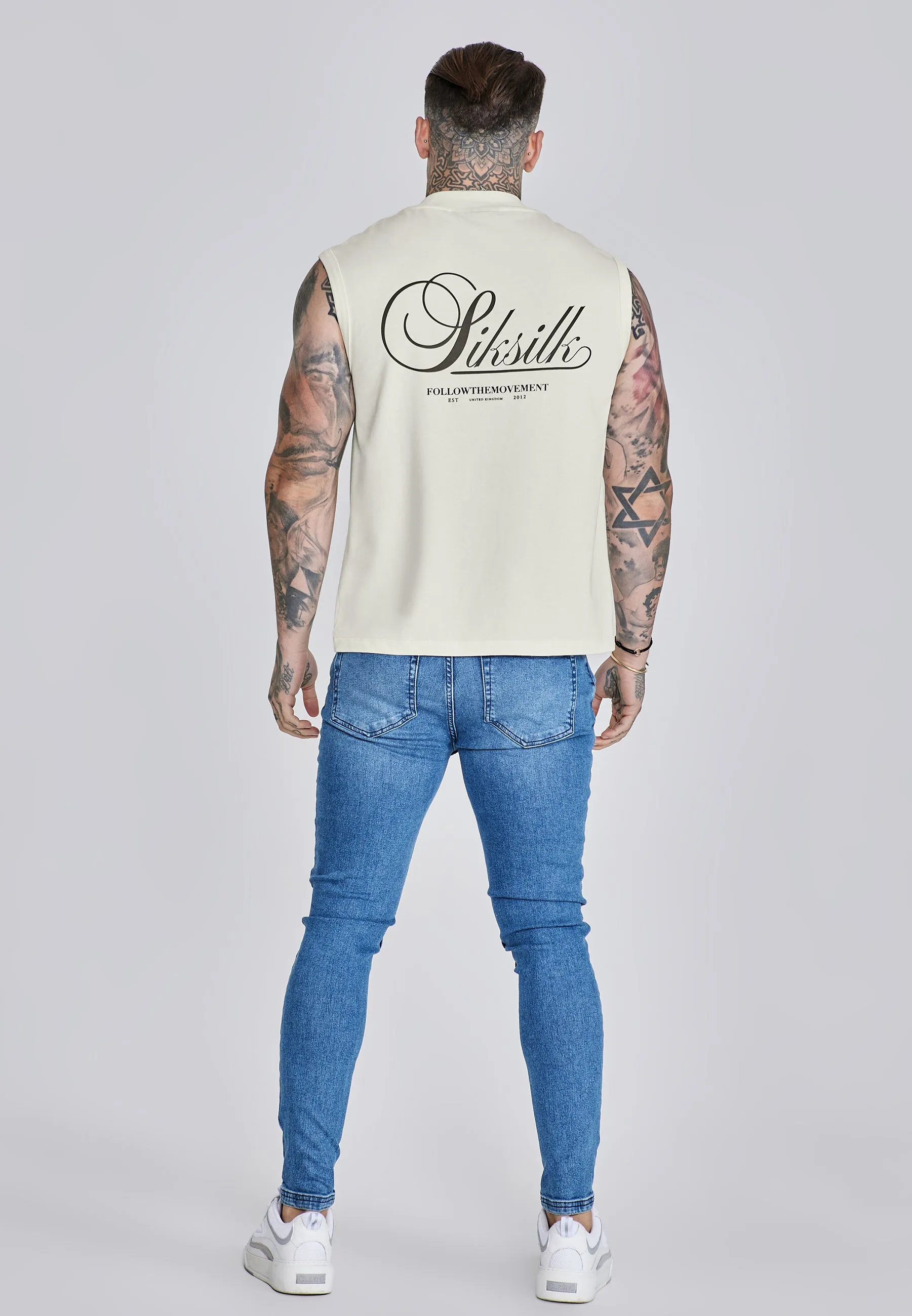 Ecru Sleeveless T-Shirt sold by Siksilk product image thumbnail 5