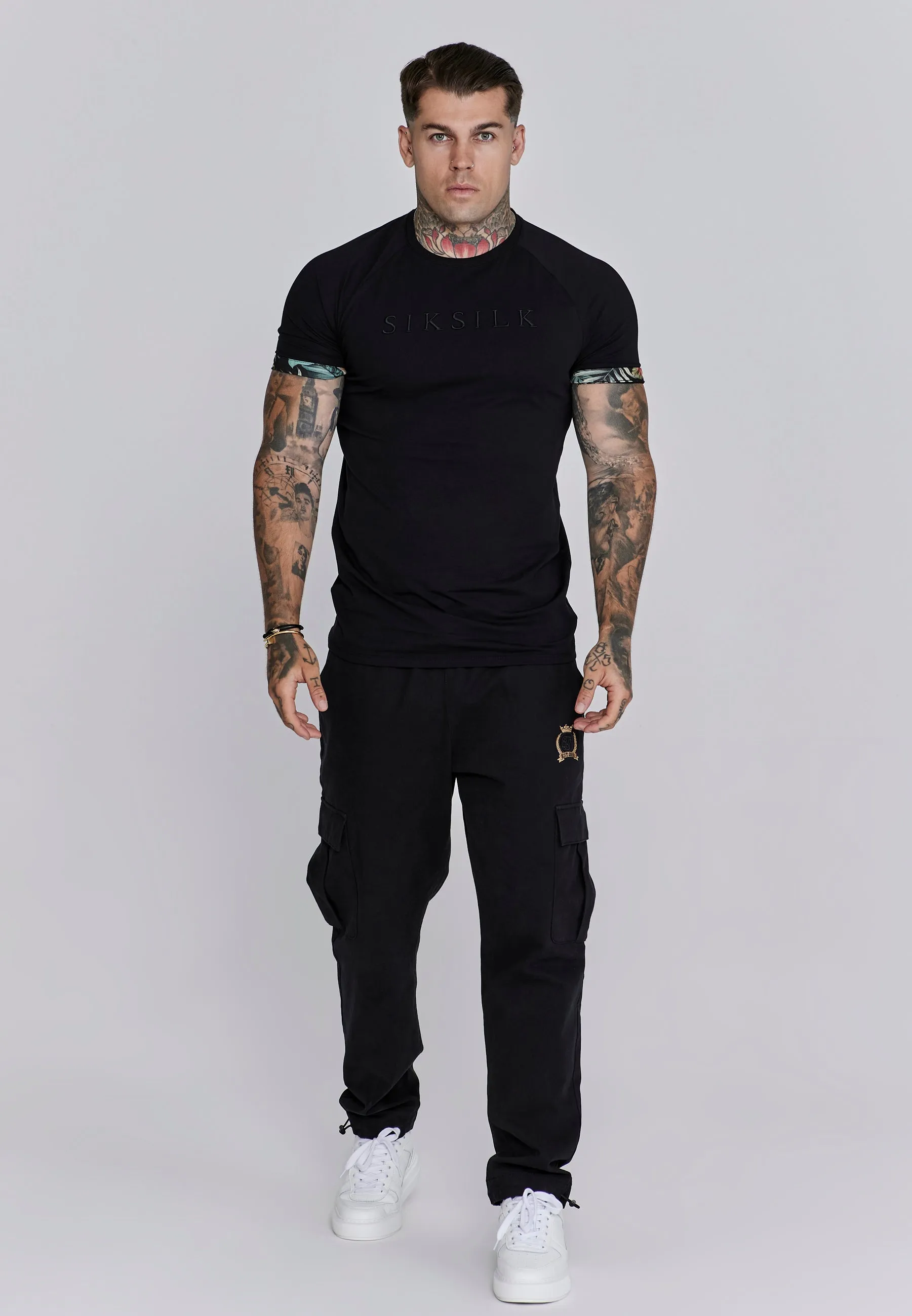 Black Rolls Sleeve T-Shirt sold by Siksilk product image thumbnail 3