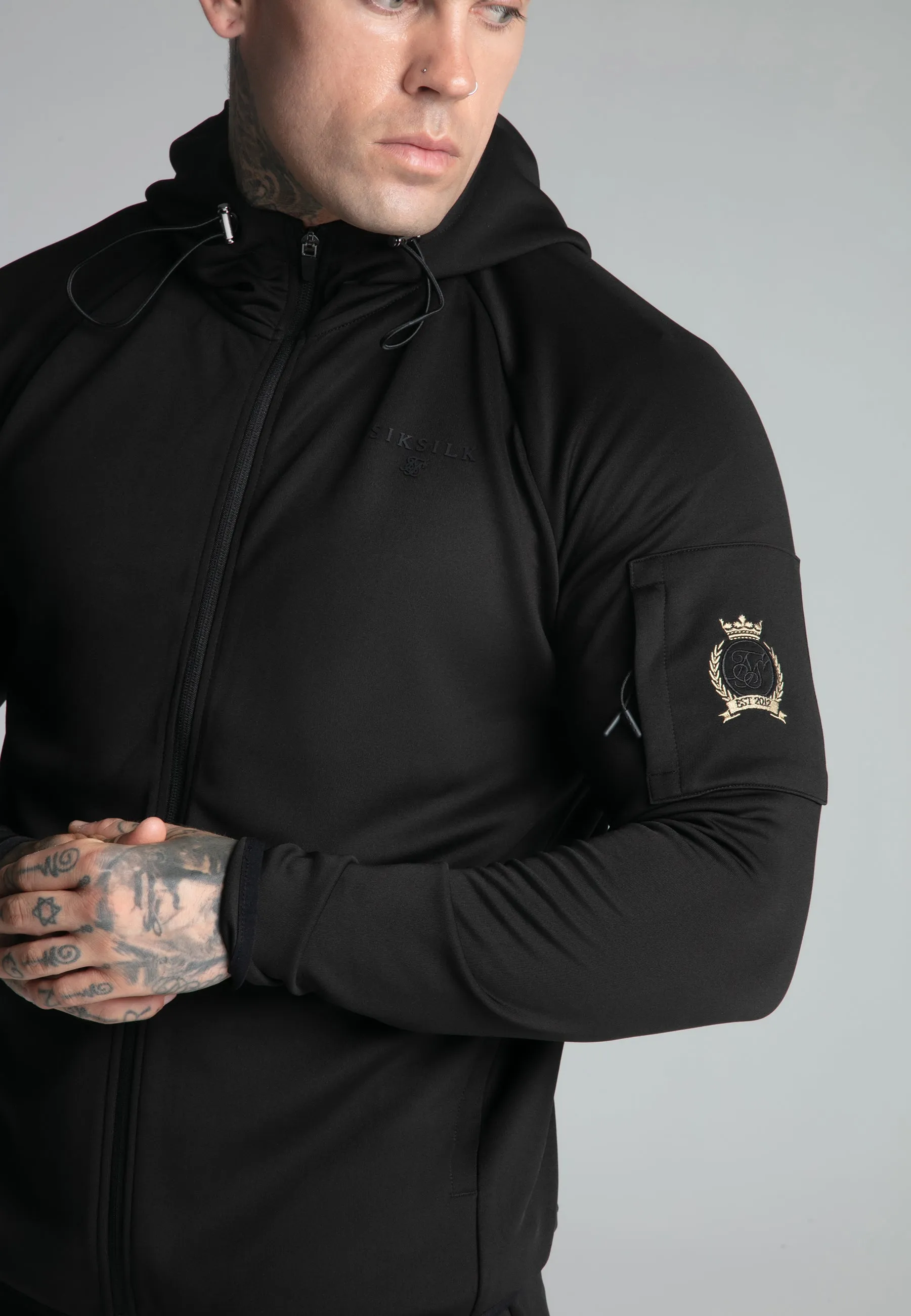 Black Full Zip Hoodie sold by Siksilk product image thumbnail 3