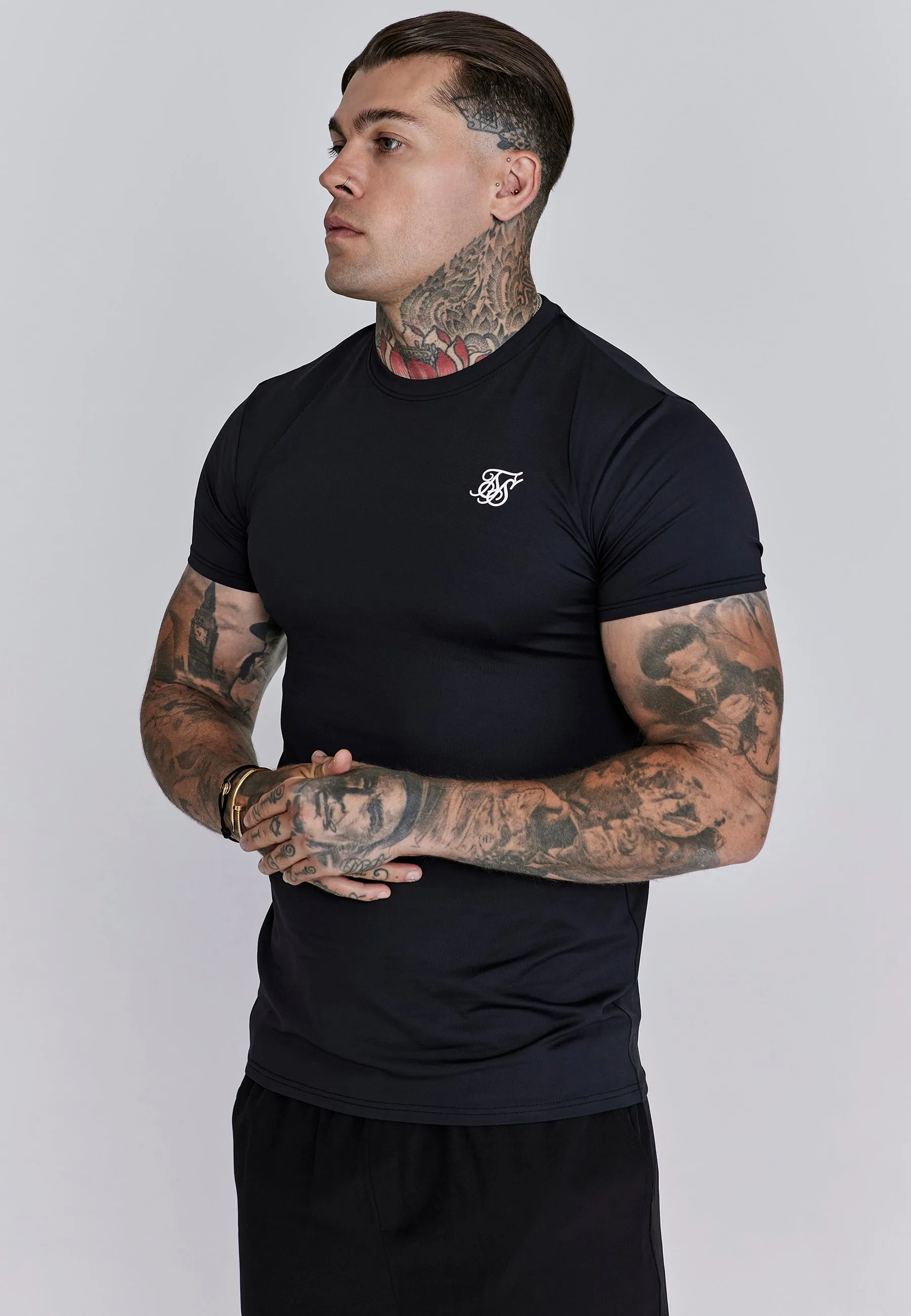 Black Muscle Fit T-Shirt sold by Siksilk