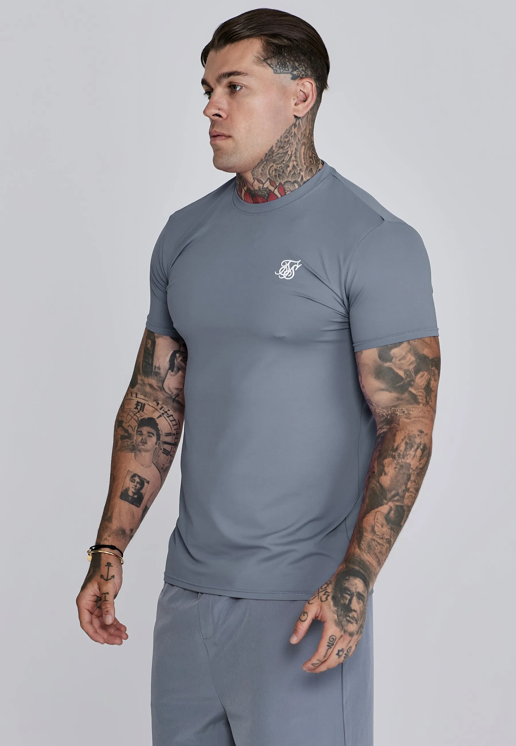 Grey Muscle Fit T-Shirt sold by Siksilk