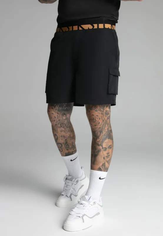 Black Cargo Swim Short sold by Siksilk