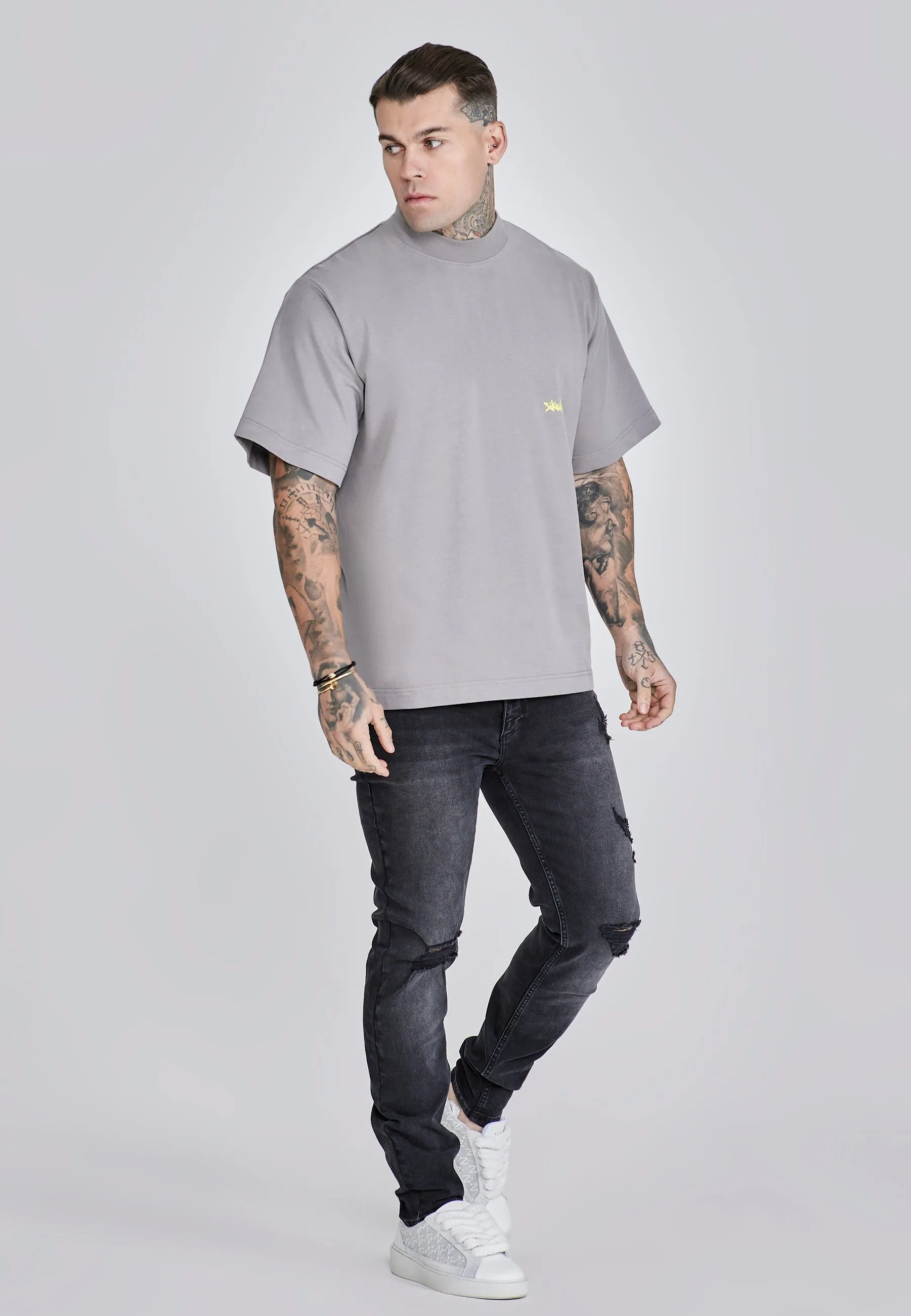 Grey Neon Yellow Oversized T-Shirt sold by Siksilk product image thumbnail 4