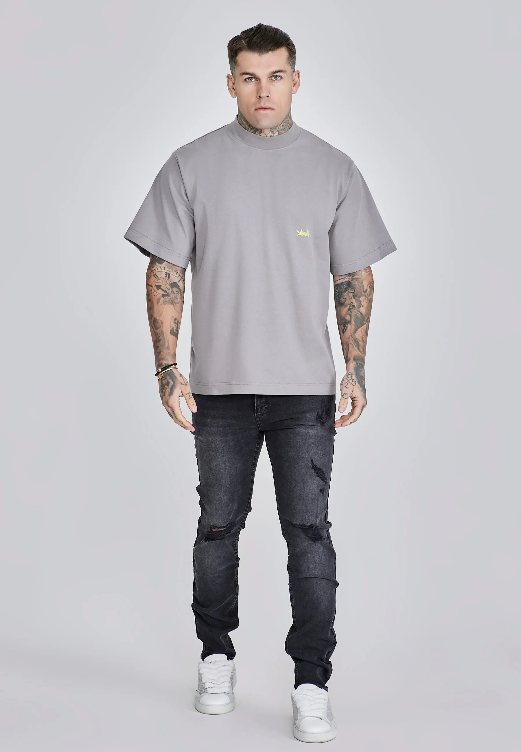 Grey Neon Yellow Oversized T-Shirt sold by Siksilk product image thumbnail 3