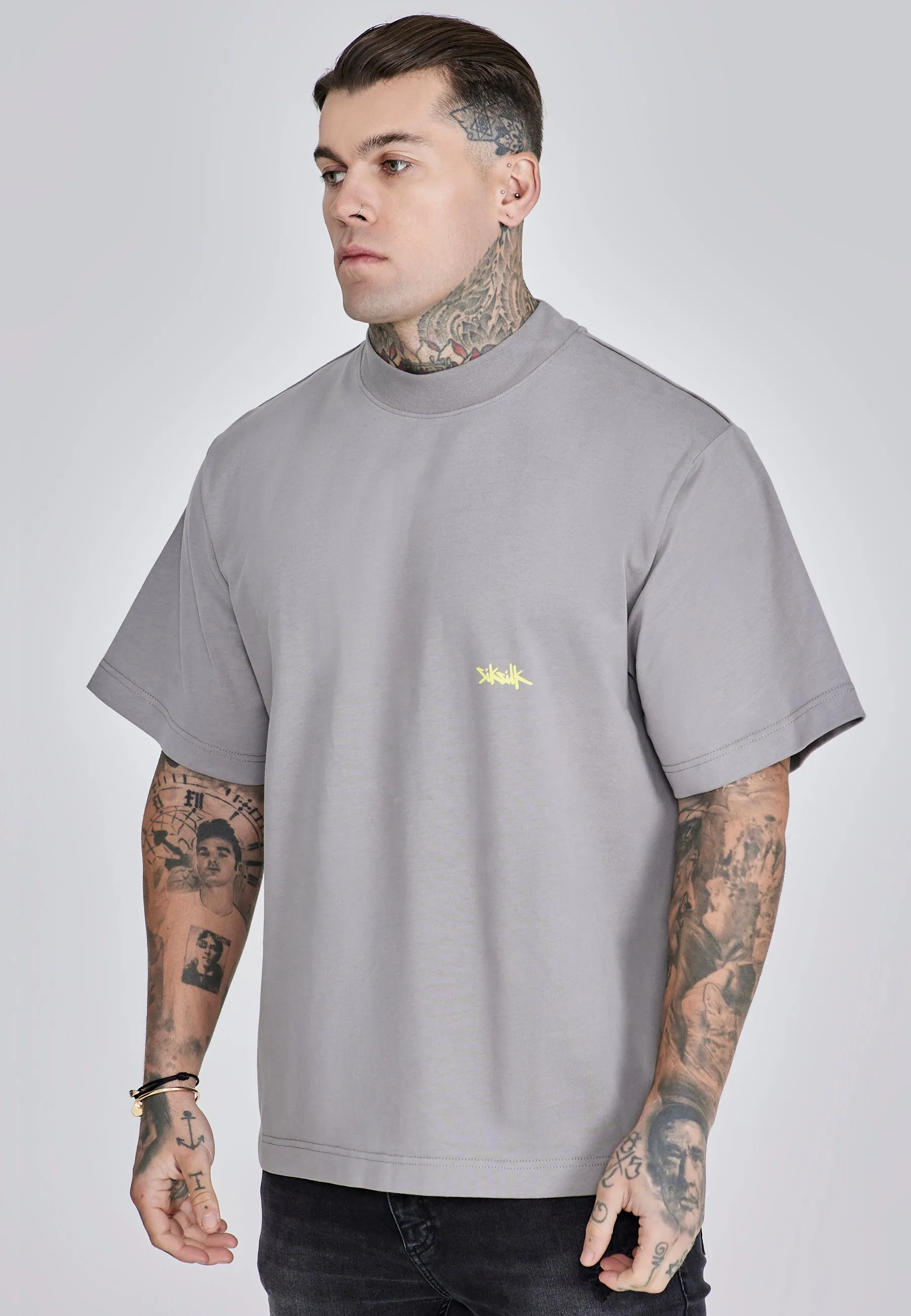 Grey Neon Yellow Oversized T-Shirt sold by Siksilk