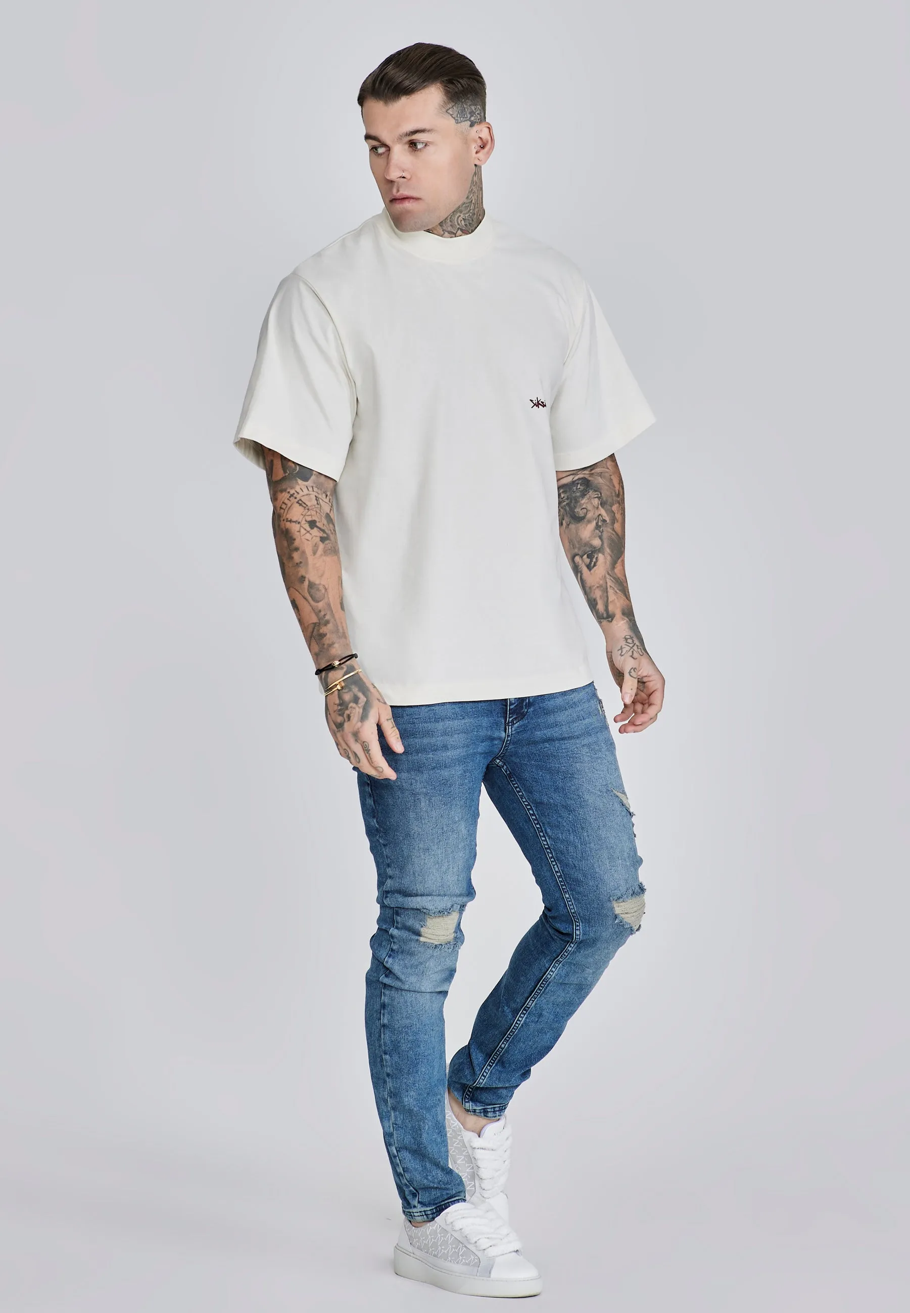 Ecru Red Oversized T-Shirt sold by Siksilk product image thumbnail 4