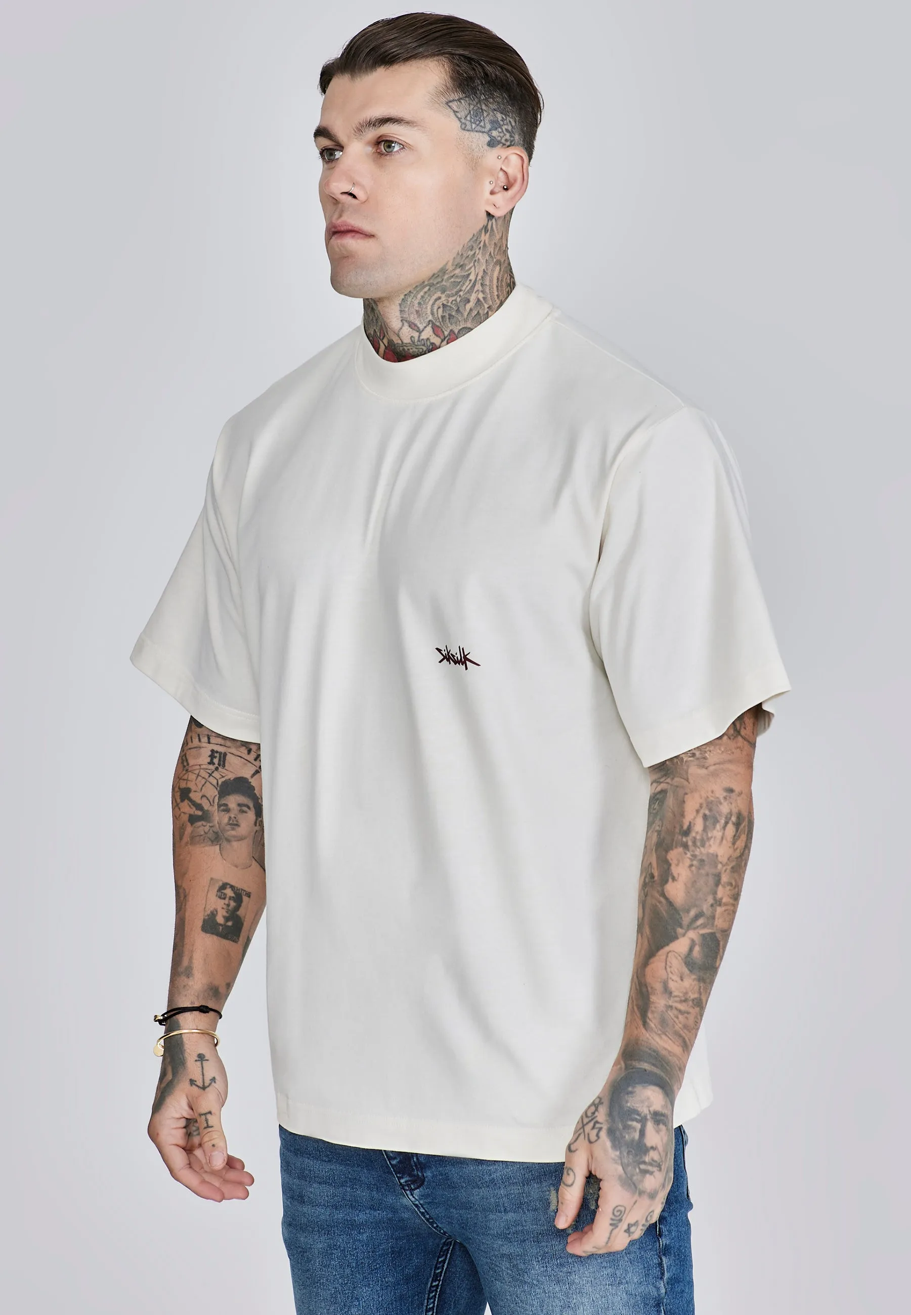 Ecru Red Oversized T-Shirt sold by Siksilk
