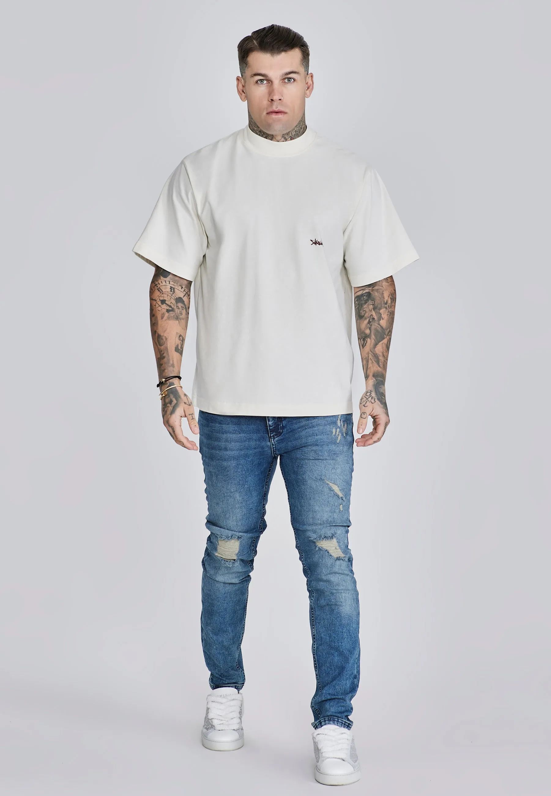 Ecru Red Oversized T-Shirt sold by Siksilk product image thumbnail 3