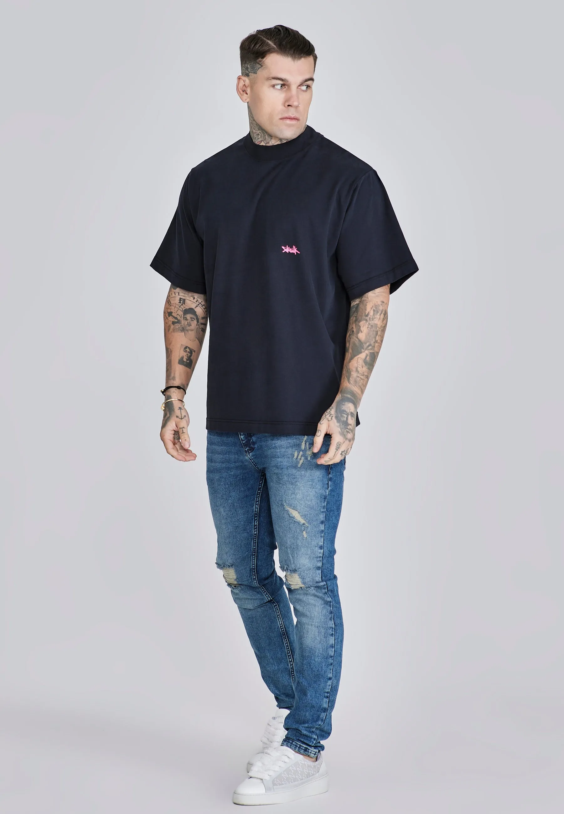 Black Neon Pink Oversized T-Shirt sold by Siksilk product image thumbnail 4