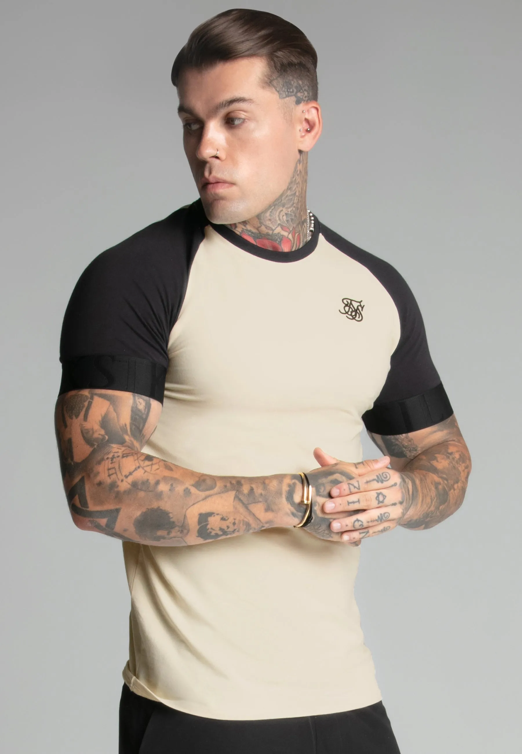 Ecru,Black Tech T-Shirt sold by Siksilk