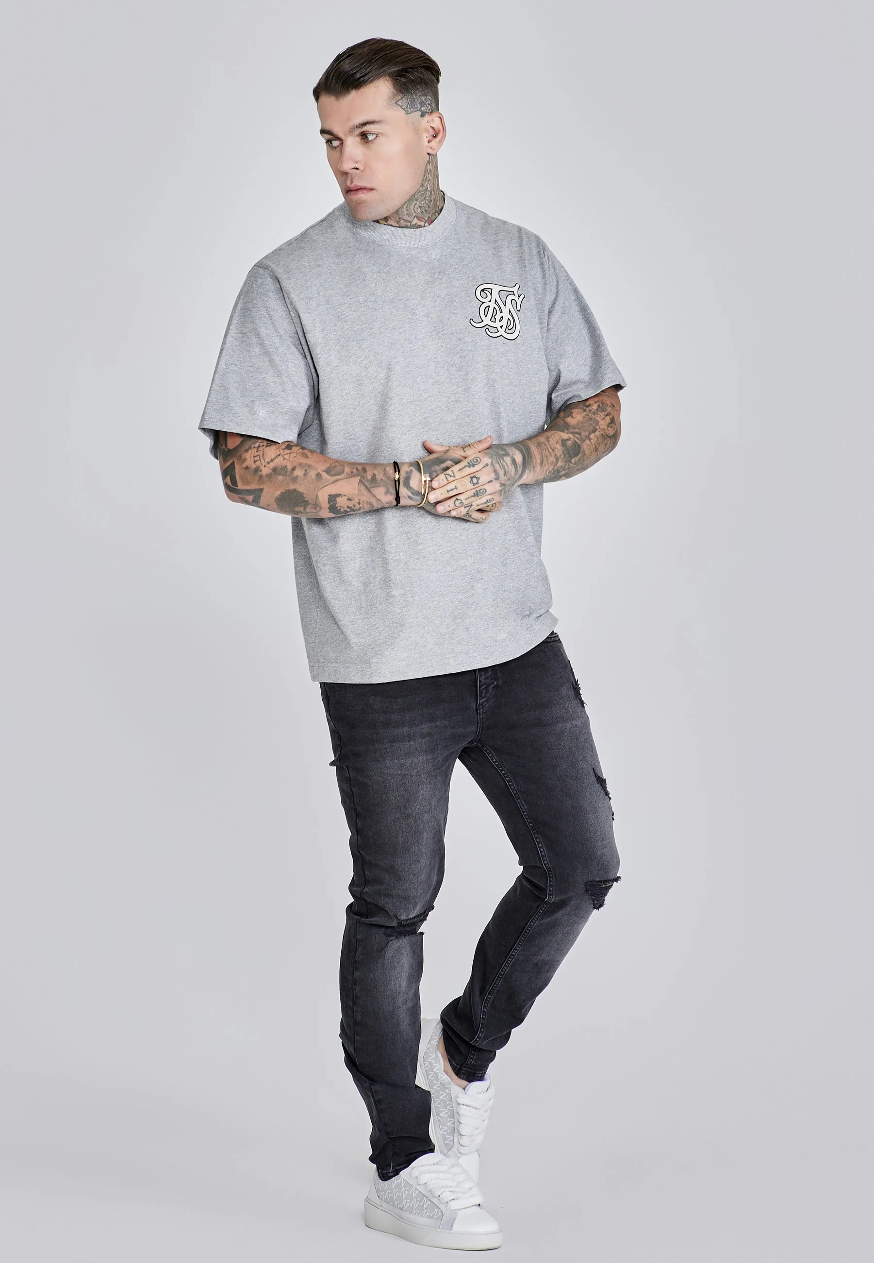 Grey Marl Logo T-Shirt sold by Siksilk product image thumbnail 4