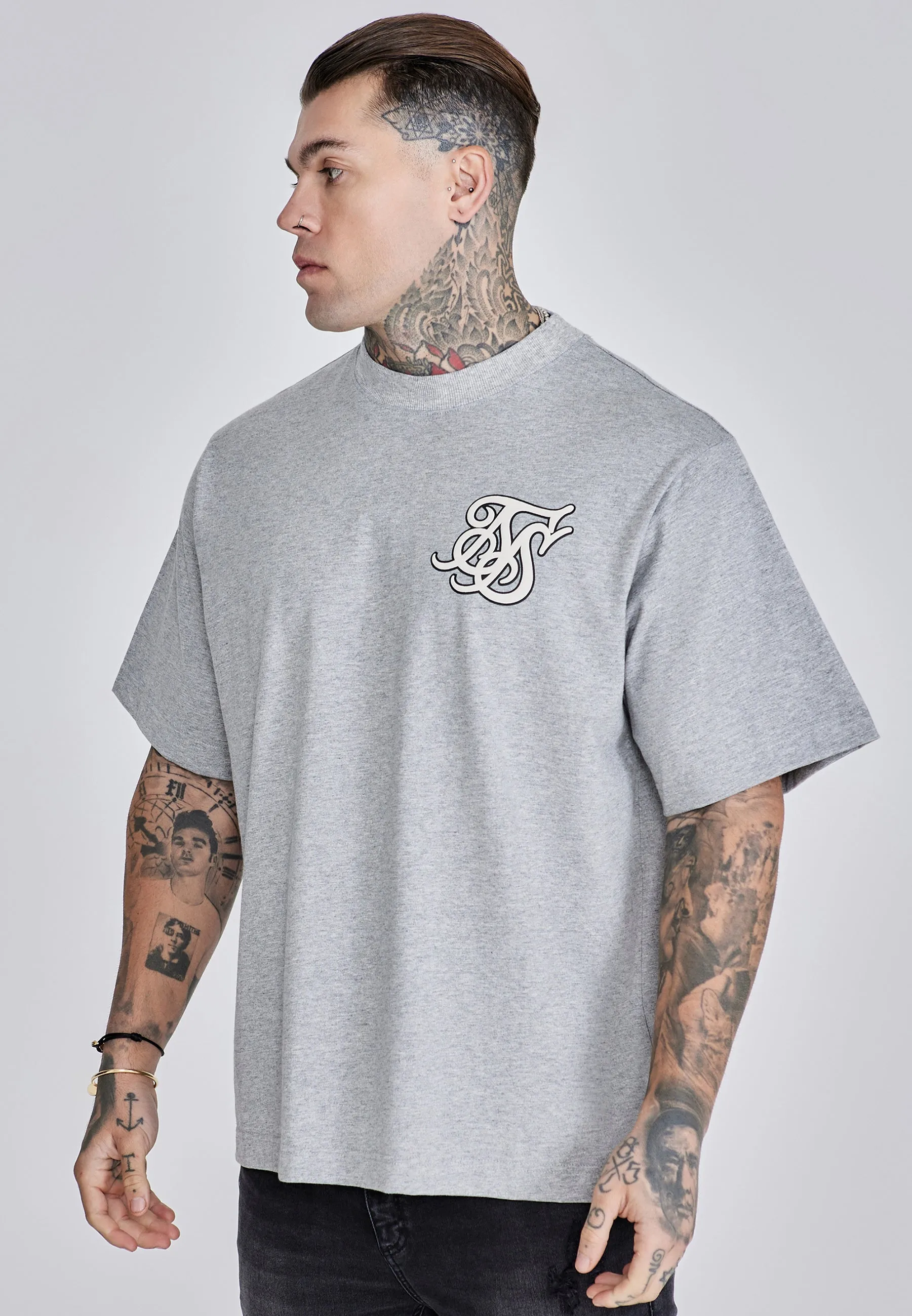 Grey Marl Logo T-Shirt sold by Siksilk