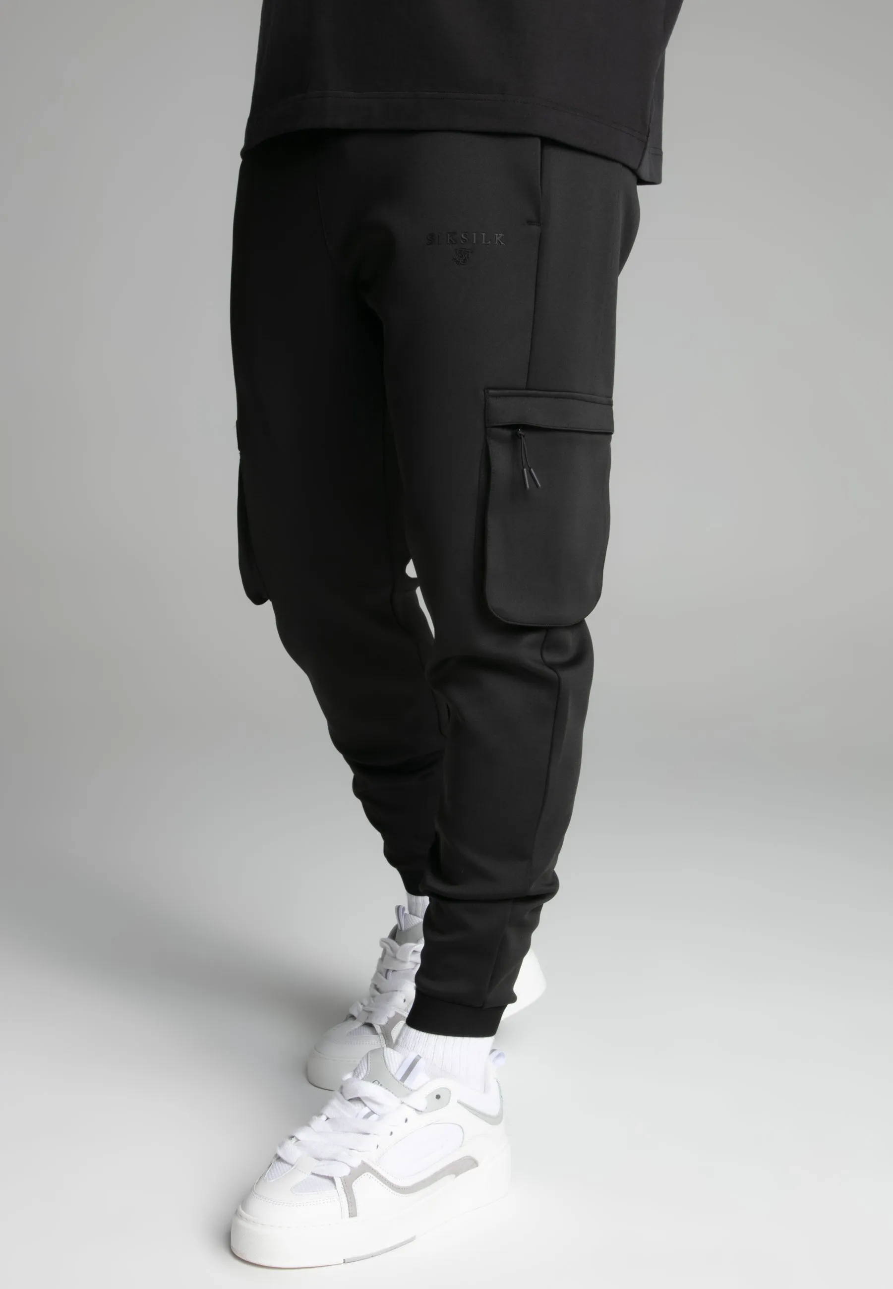 Black Cargo Joggers sold by Siksilk