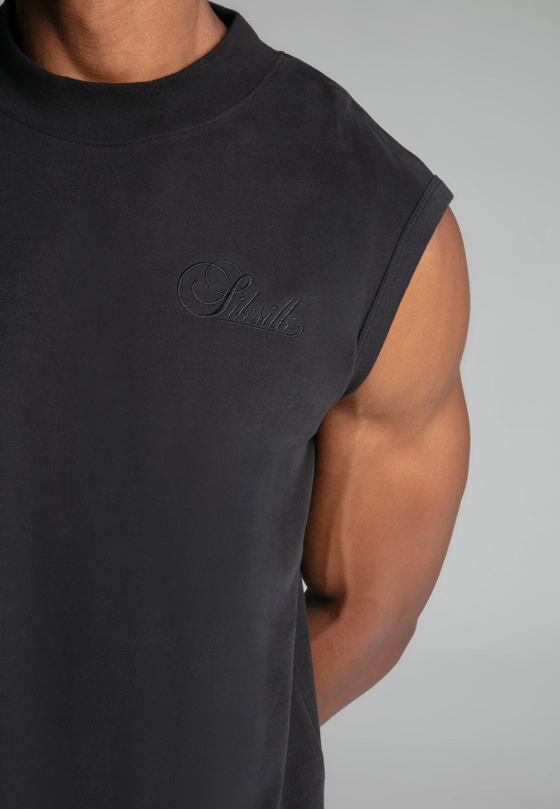 Black Sleeveless T-Shirt sold by Siksilk product image thumbnail 3