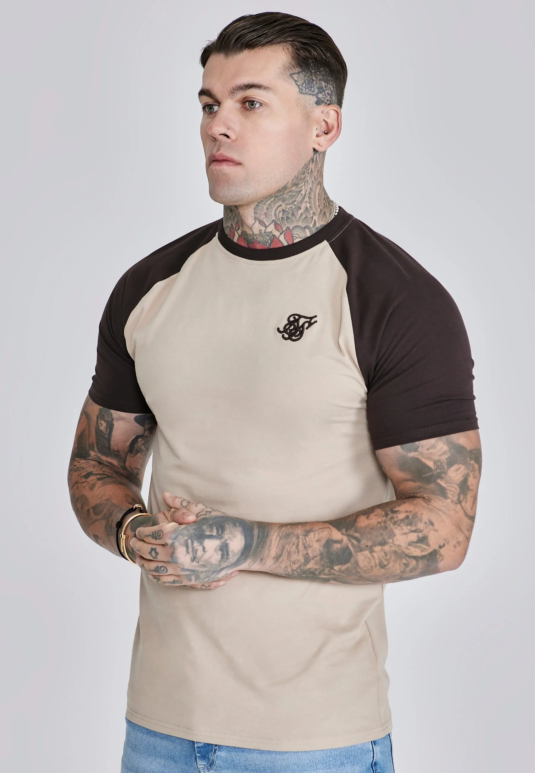 Beige Brown Raglan T-Shirt sold by Siksilk