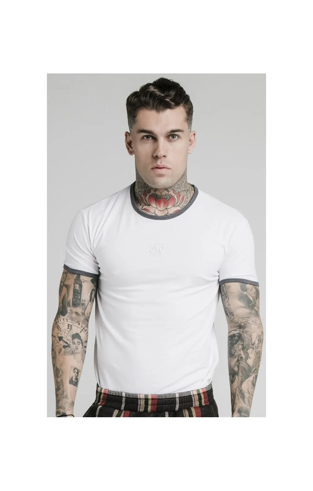 SikSilk S/S Ringer Gym Tee – White sold by Siksilk