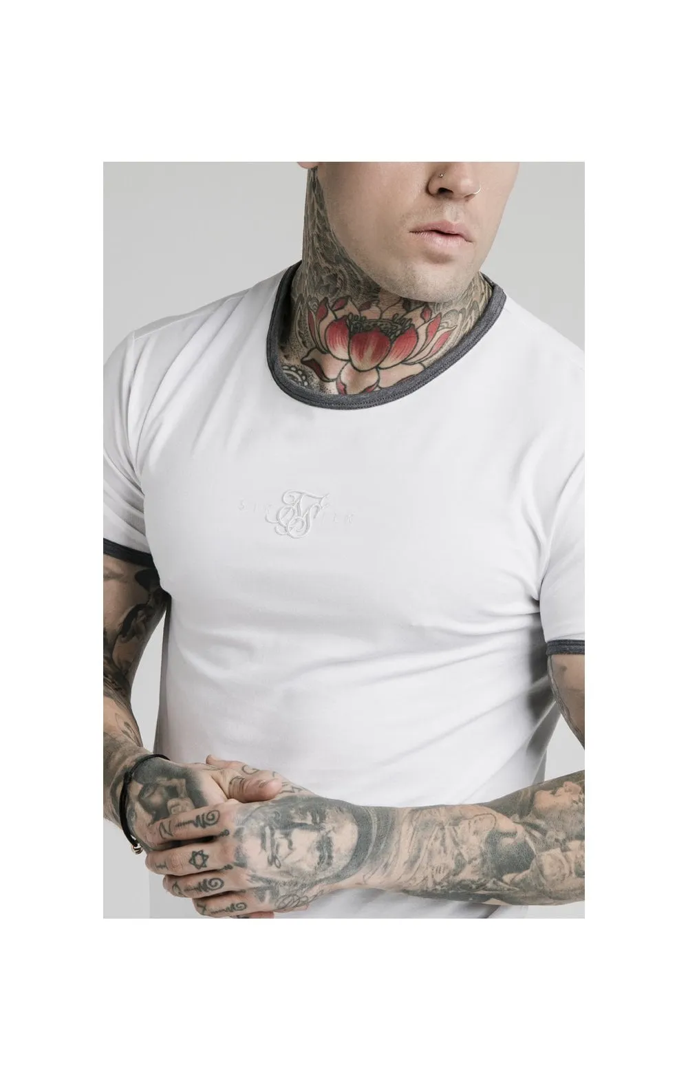SikSilk S/S Ringer Gym Tee – White sold by Siksilk product image thumbnail 2