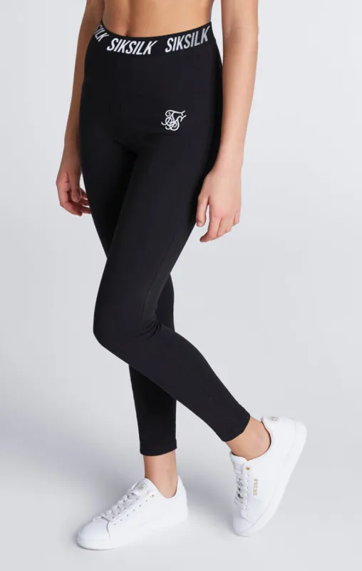 Girls Black Essentials Taped Legging sold by Siksilk