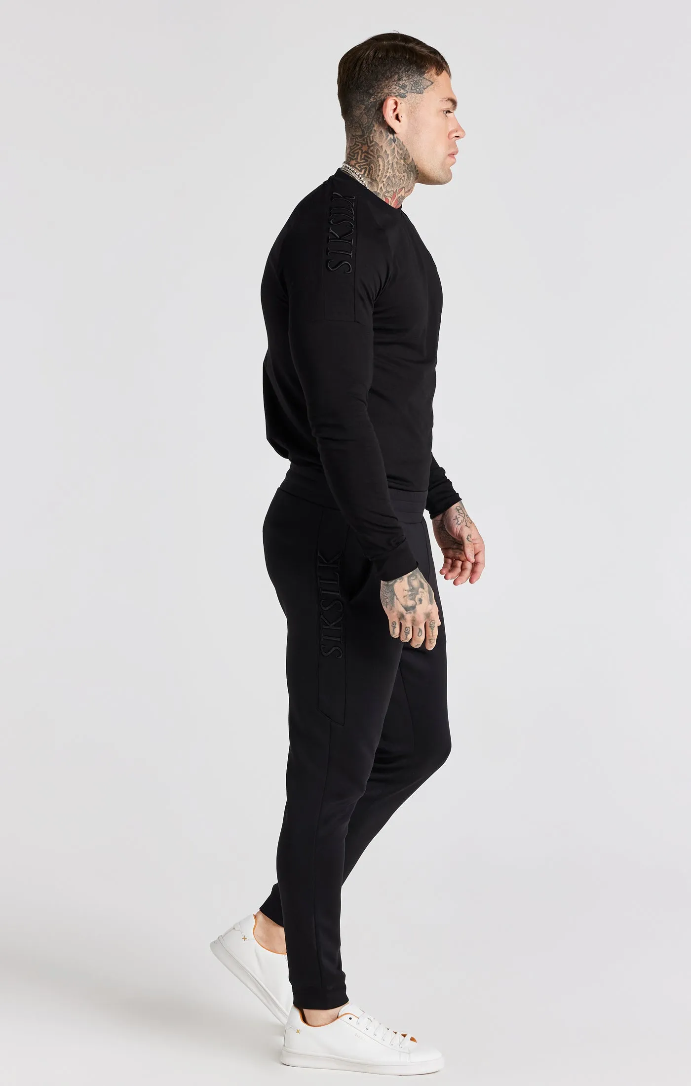 Black Embroidered Cuffed Track Pant sold by Siksilk product image thumbnail 3
