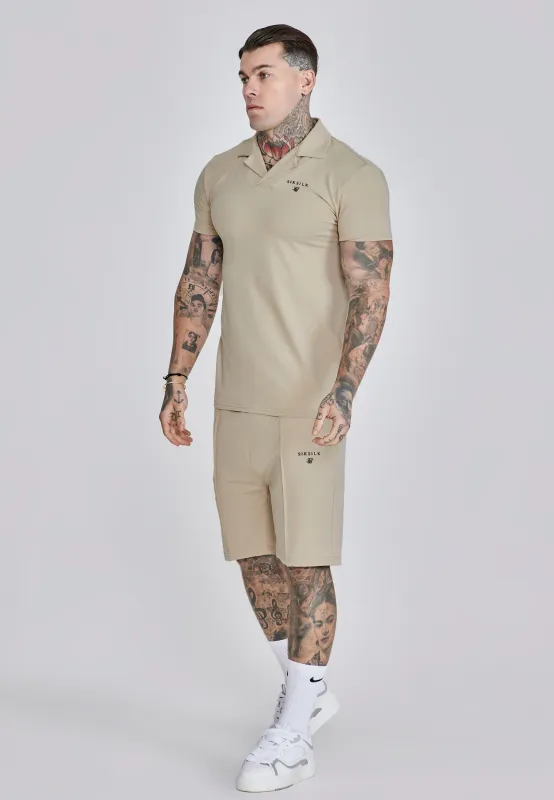 Beige Polo and Shorts Set made by Siksilk