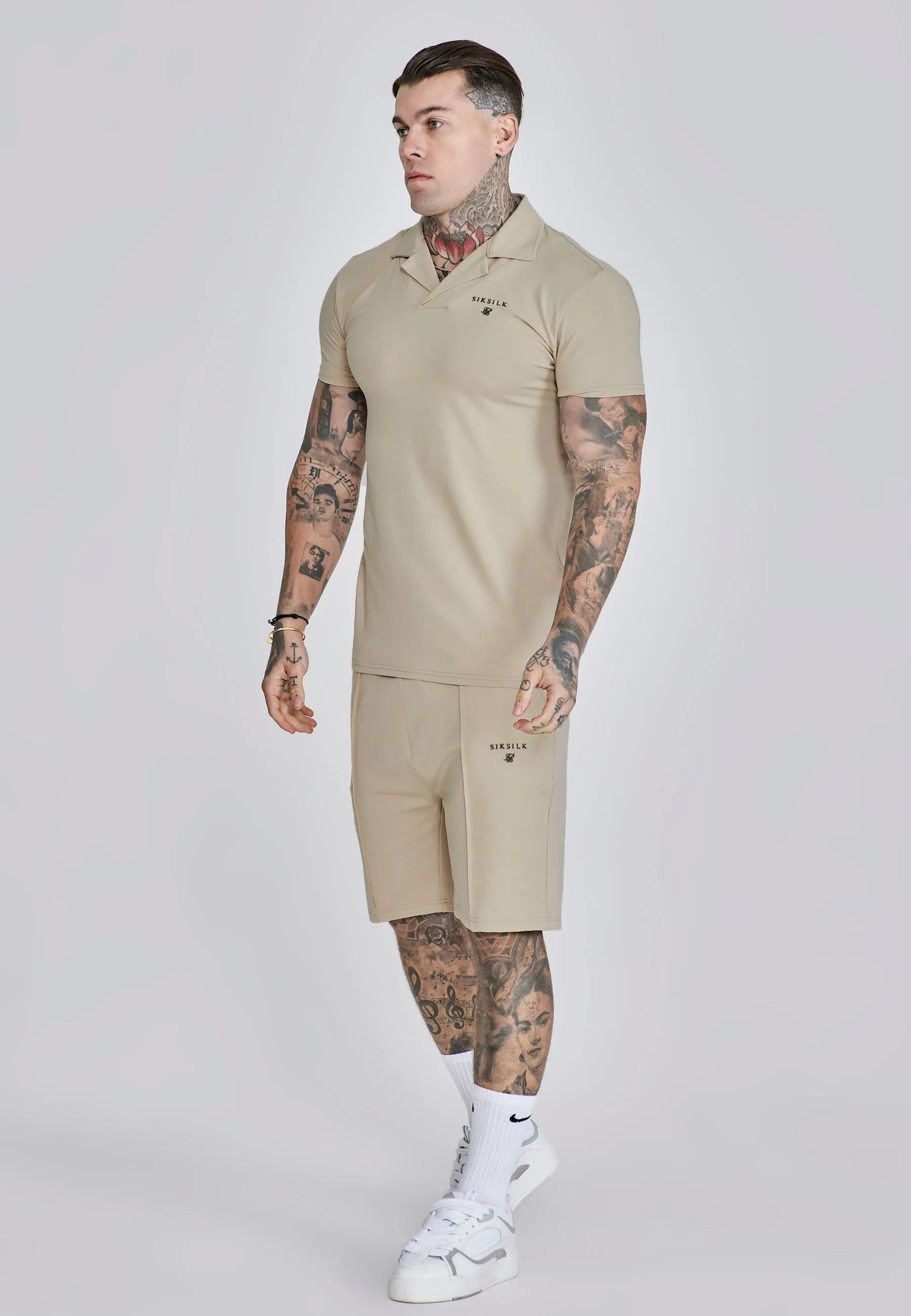 Beige Polo and Shorts Set sold by Siksilk