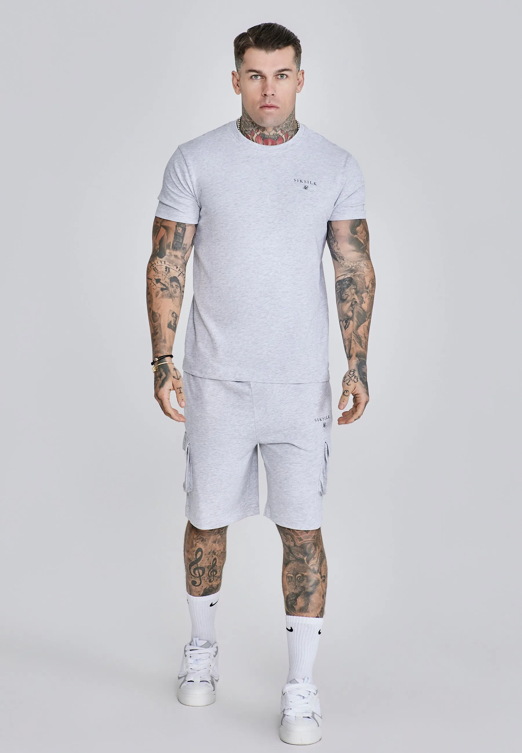 Grey Marl T-Shirt and Shorts Set sold by Siksilk product image thumbnail 4