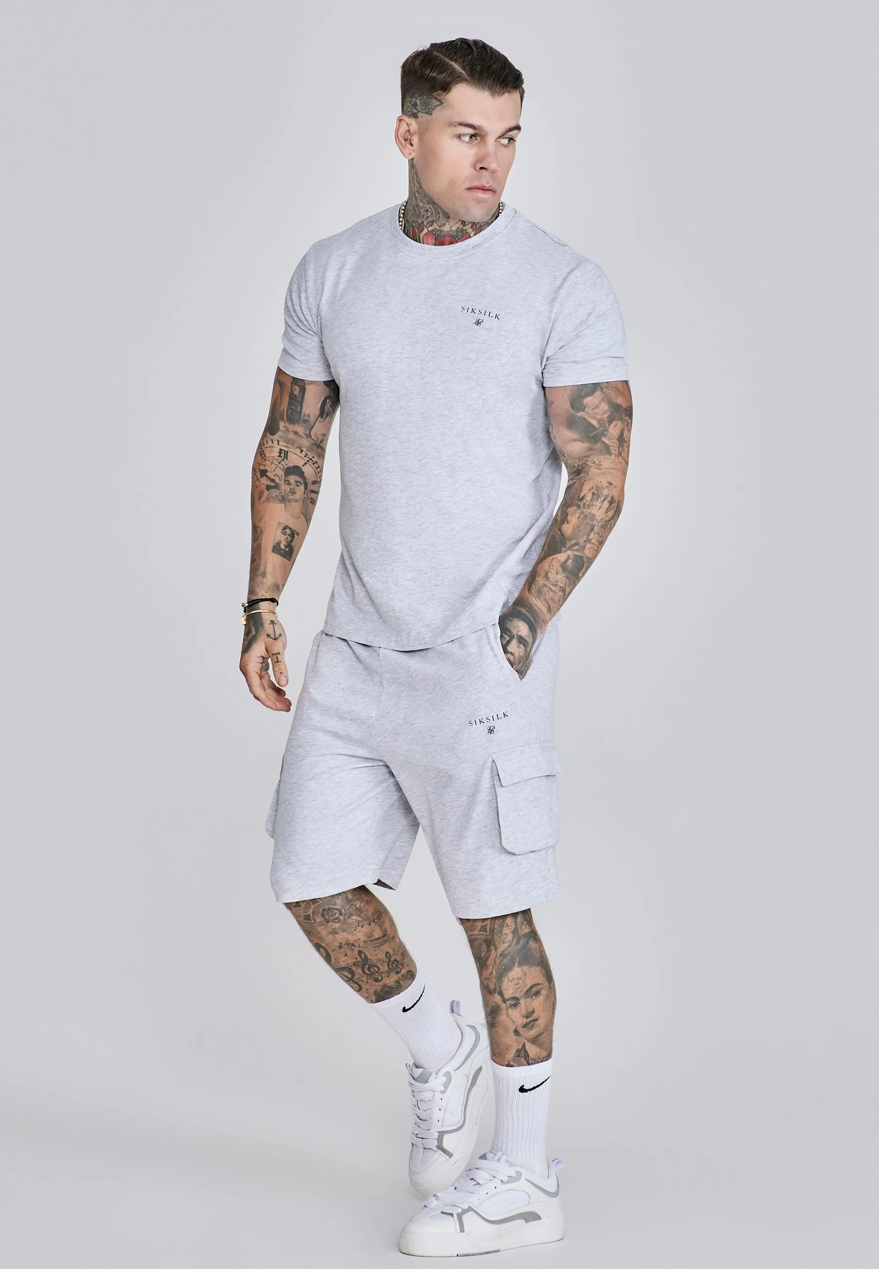 Grey Marl T-Shirt and Shorts Set sold by Siksilk