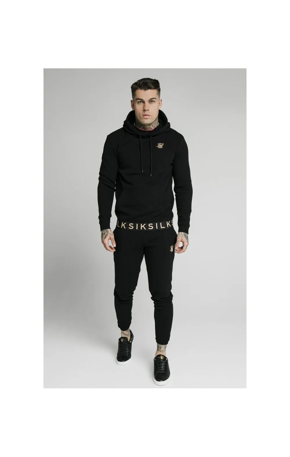 SikSilk Elastic Jacquard Overhead Hoodie – Black sold by Siksilk product image thumbnail 5