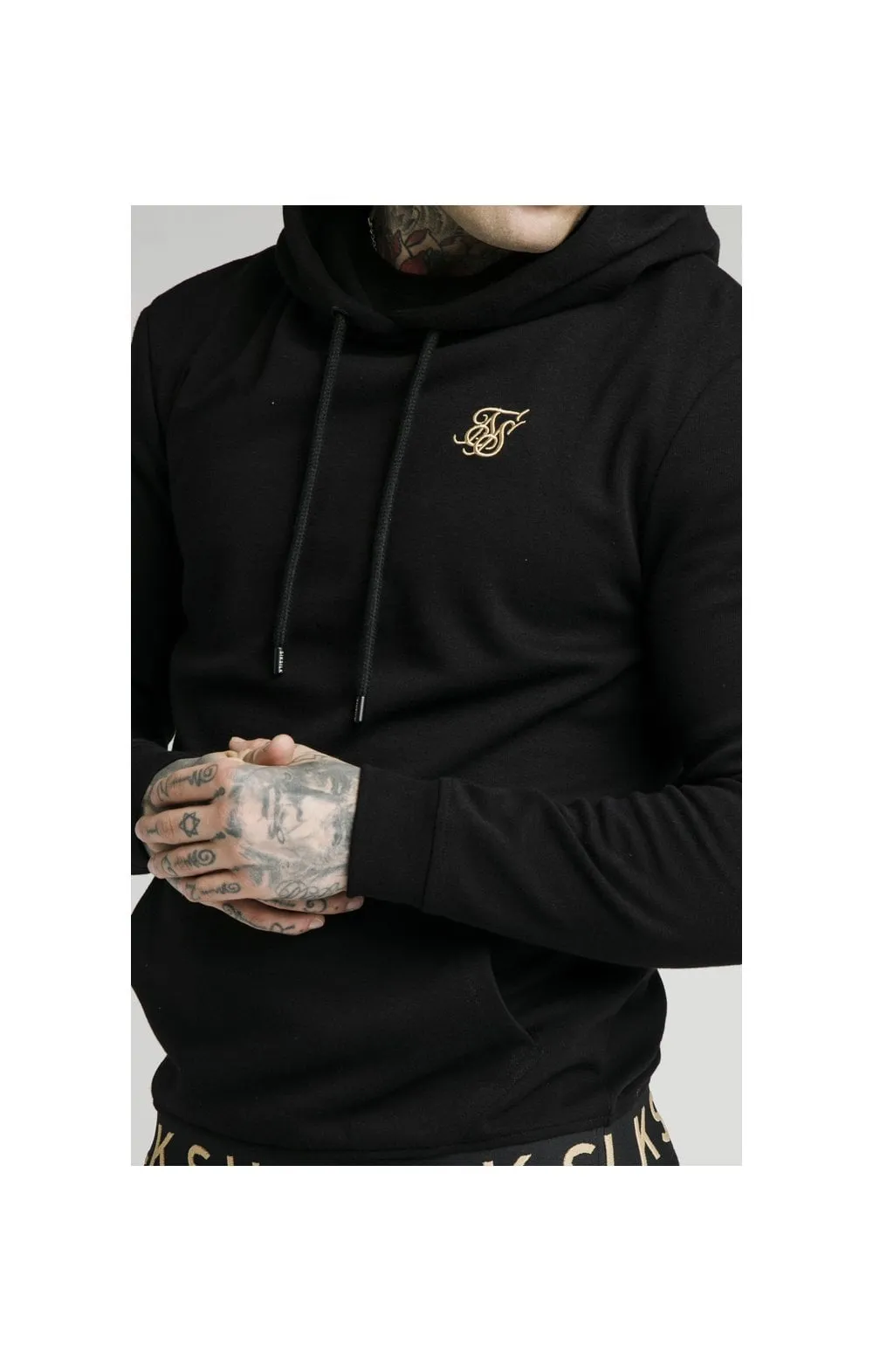 SikSilk Elastic Jacquard Overhead Hoodie – Black sold by Siksilk product image thumbnail 2