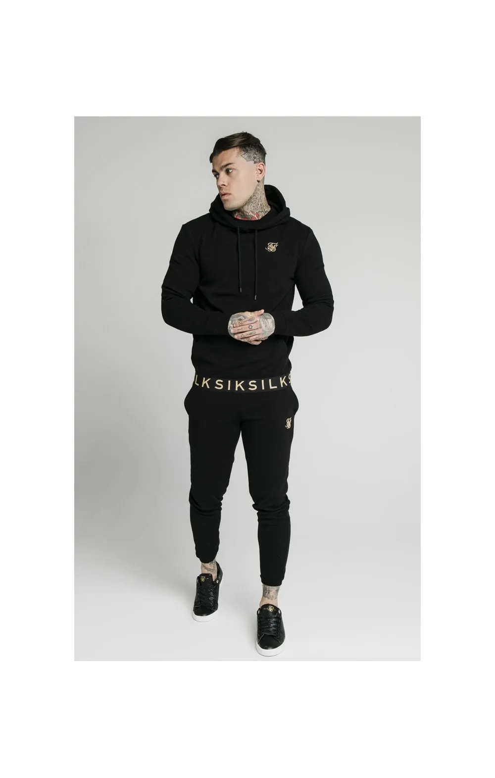 SikSilk Elastic Jacquard Overhead Hoodie – Black sold by Siksilk product image thumbnail 3