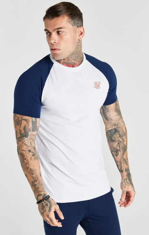 White Raglan Muscle Fit T-Shirt sold by Siksilk